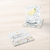 Wilde bloem vierkante kartonnen onderzetter (Insitu)