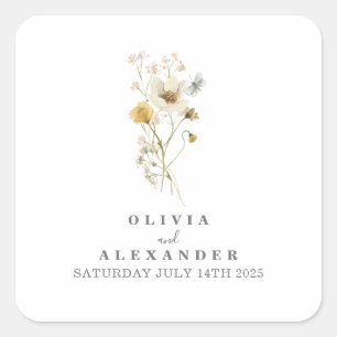 Wilde bloem vierkante sticker