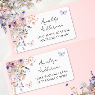 Wilde Bloem Vlinder Retouradres Etiket