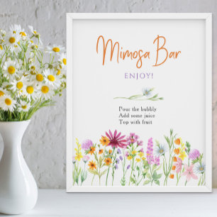 Wilde bloem Vrijgezellenfeest Mimosa Bar Poster