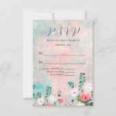 Wilde bloem Waterverf Floral Wedding RSVP Kaartje (Voorkant)