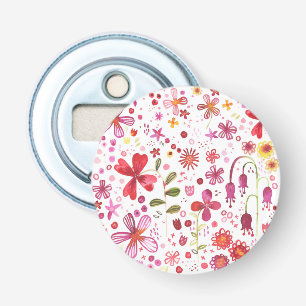 Wilde bloem Waterverf Moderne Floral Button Flesopener