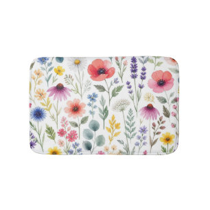 Wilde Bloem Waterverf Weide Botanische Bloemen Badmat