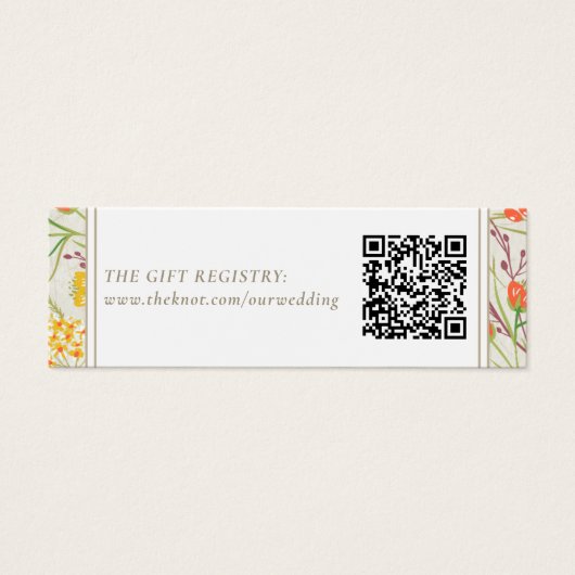 Wilde bloem Weddenschap Gift Registry QR Code Mini Visitekaartjes (Voorkant)