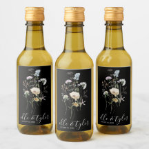 Wilde bloem Weddenschap Mini Wine Bottle Label