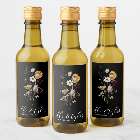 Wilde bloem Weddenschap Mini Wine Bottle Label Wijn Etiket (Flessen)