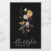 Wilde bloem Weddenschap Mini Wine Bottle Label Wijn Etiket (Enkel label)