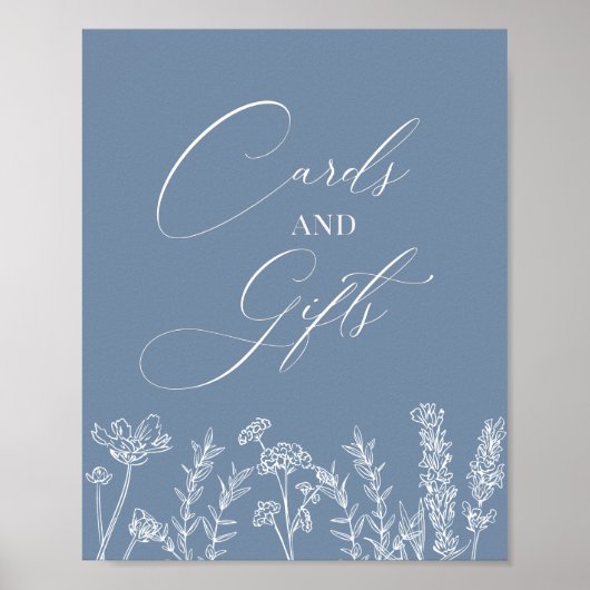 Wilde bloem Weddenschap Periwinkle Blue Kaart Cade Poster (Voorkant)