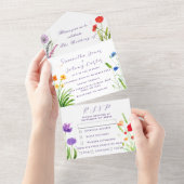 Wilde bloem Weddenschap Rustic Land Wilde Bloemen  All In One Uitnodiging (Afscheurbaar)