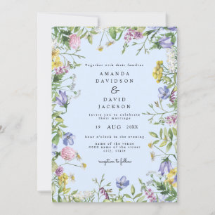 Wilde bloem Whimsical Garden Blue Rustic Wedding Kaart