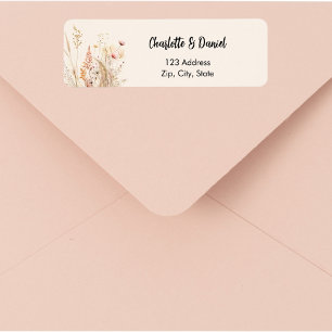 Wilde bloem witroze schrift retouradres etiket