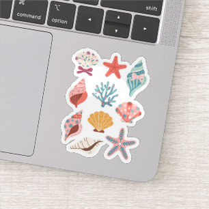 Wilde Bloem Zeeschelp Clam Zomer Vibes Bloemig Str Sticker