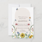 wilde bloem zonnebloem vlinders bruiloft kaart (Voorkant)