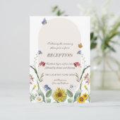 wilde bloem zonnebloem vlinders bruiloft kaart (Staand voorkant)