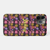 Wilde bloem Zwarte Floral Gepersonaliseerd Case-Mate iPhone Case (Achterkant (horizontaal))