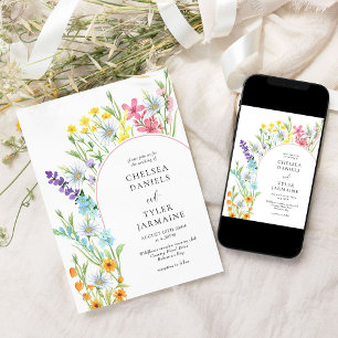 Wilde bloembeemdarm Elegant Floral Wedding Kaart
