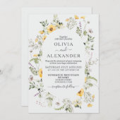 Wilde bloemboho florale bruiloft Uitnodiging (Voorkant / Achterkant)