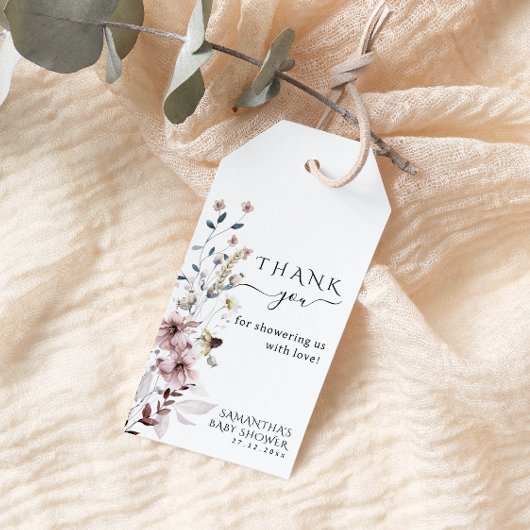 Wilde bloemboho minimale moderne Baby shower Bedan Cadeaulabel