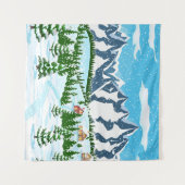 Wilde-bloemcactus patroon in een waterverf-stijl.  wandkleed (Voorkant (horizontaal))