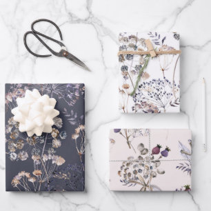 Wilde bloemen 3 Papierbladen met onmiddellijke ver Inpakpapier Vel