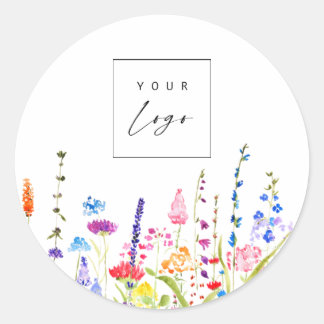 Wilde Bloemen Aangepast Logo Kleur Ronde Sticker