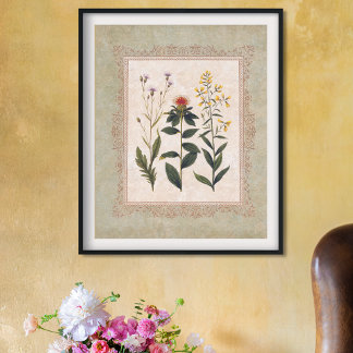 wilde bloemen Antiek Botanisch Poster