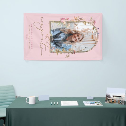 Wilde bloemen Arch Blush Photo Graduparty Spandoek (Beurs)