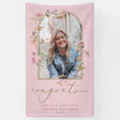 Wilde bloemen Arch Blush Photo Graduparty Spandoek (Verticaal)