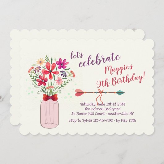 Wilde bloemen arrangement kaart (Voorkant / Achterkant)