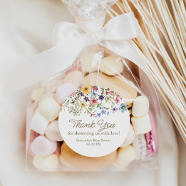 Wilde bloemen baby in bloei baby shower favor tag