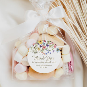 Wilde bloemen baby in bloei baby shower favor tag