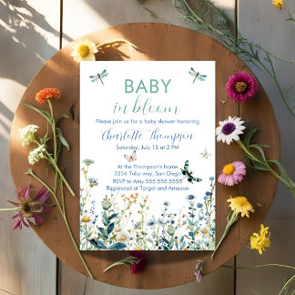 Wilde bloemen baby in bloei-baby shower kaart