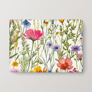Wilde bloemen baby in bloei baby shower lente button