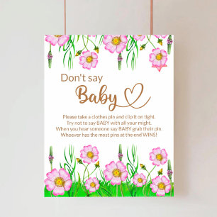Wilde bloemen baby in bloei-baby shower poster