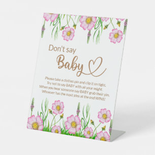 Wilde bloemen baby in bloei-baby shower reclamebord met voetstuk