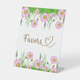 Wilde bloemen baby in bloei-baby shower reclamebord met voetstuk