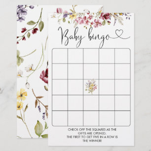 Wilde bloemen Baby in Bloom Baby shower Bingo Game