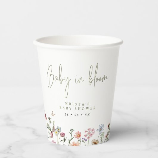 Wilde bloemen Baby in het Baby shower Bloom Papieren Bekers (Voorkant)