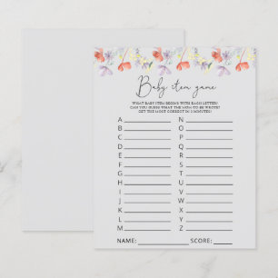 Wilde bloemen Baby Object Game. Baby shower game