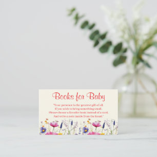 Wilde bloemen baby shower boeken voor baby informatiekaartje