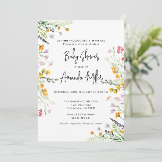 Wilde bloemen Baby shower Spring Save The Date (Staand voorkant)
