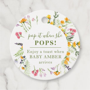 Wilde bloemen Baby shower toast Favor Tags Bedankjes Labels