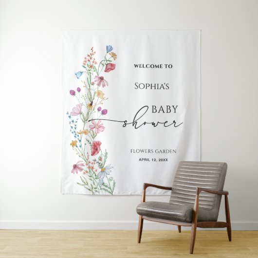 Wilde Bloemen Baby Shower Wandkleed (In situ)