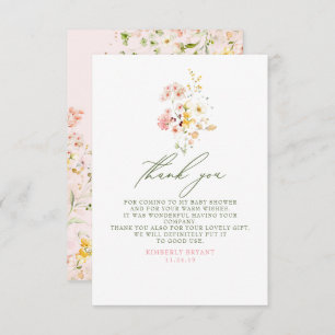 Wilde bloemen Baby shower Weinig bedankt