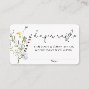 Wilde bloemen baby showers luierloten informatiekaartje
