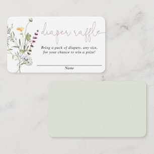 Wilde bloemen baby showers luierloten informatiekaartje