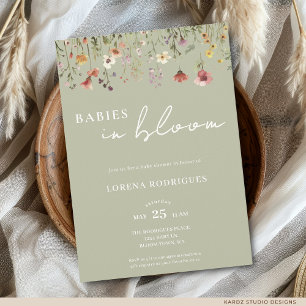 Wilde Bloemen Babys in Bloei Baby Shower Kaart
