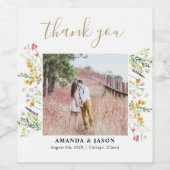 Wilde bloemen bedankt je foto wijnlabel wijn etiket (Enkel label)