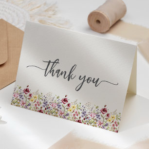 Wilde Bloemen Beige Bloemige Babyborrel Bedankkaart