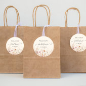 Wilde bloemen beige herfstliefde roze bruidsdouche ronde sticker